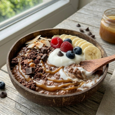 Overnight Porridge Cioccolato e Caramello Salato
