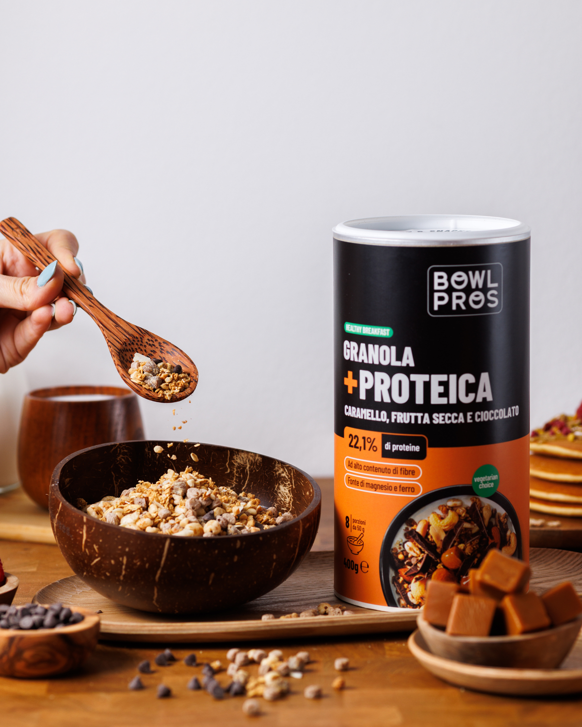 Protein Granola Caramello, Frutta secca & Cioccolato - Low Sugar