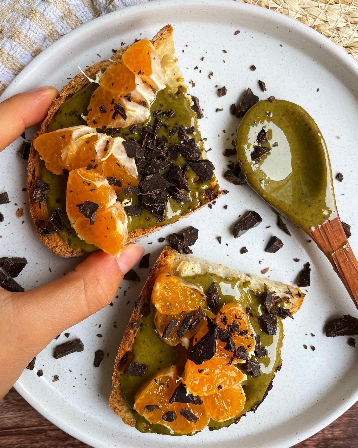 Breakfast Toast pistacchi, cacao e mandarini