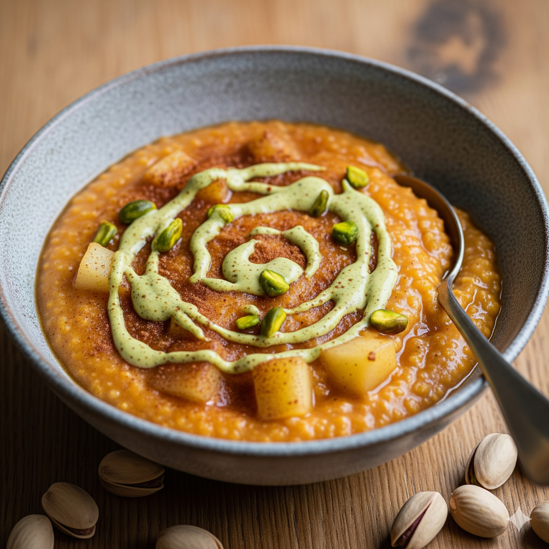 Porridge autunnale alla zucca e pistacchio