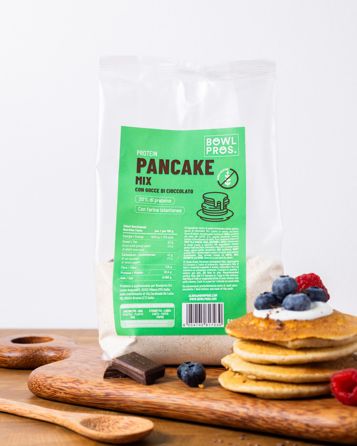 Pancake Proteici con Gocce di Cioccolato Fondente - Senza Glutine