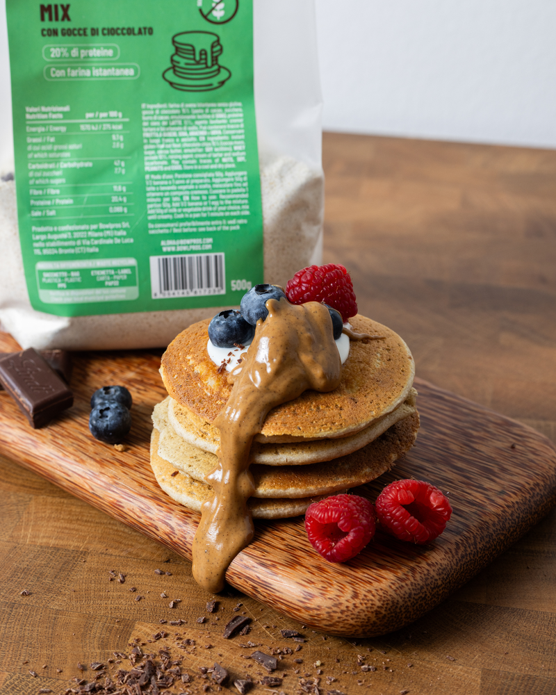 Pancake Proteici con Gocce di Cioccolato Fondente - Senza Glutine