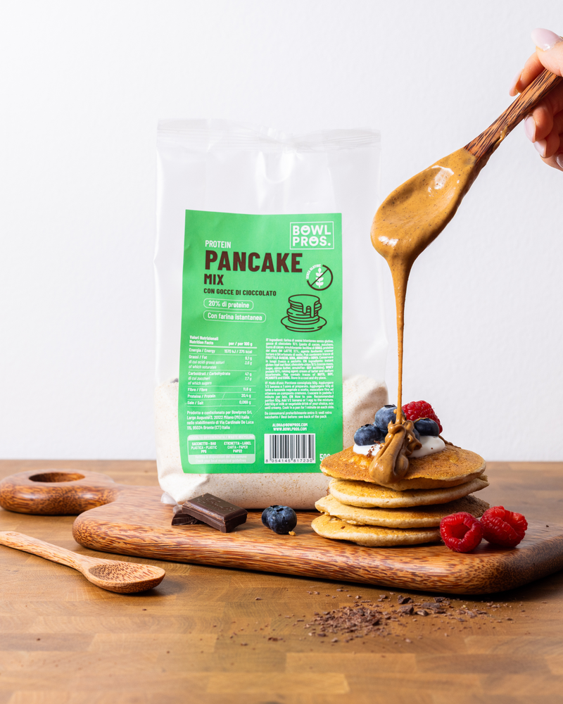 Pancake Proteici con Gocce di Cioccolato Fondente - Senza Glutine
