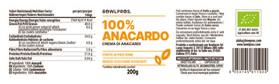Etichetta e valori tradizionali crema 100% anacardi 