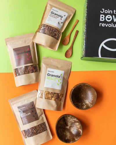 Con la Bowl Box Granola potrai fare scorta di cereali per la colazione con ingredienti sani e biologici.