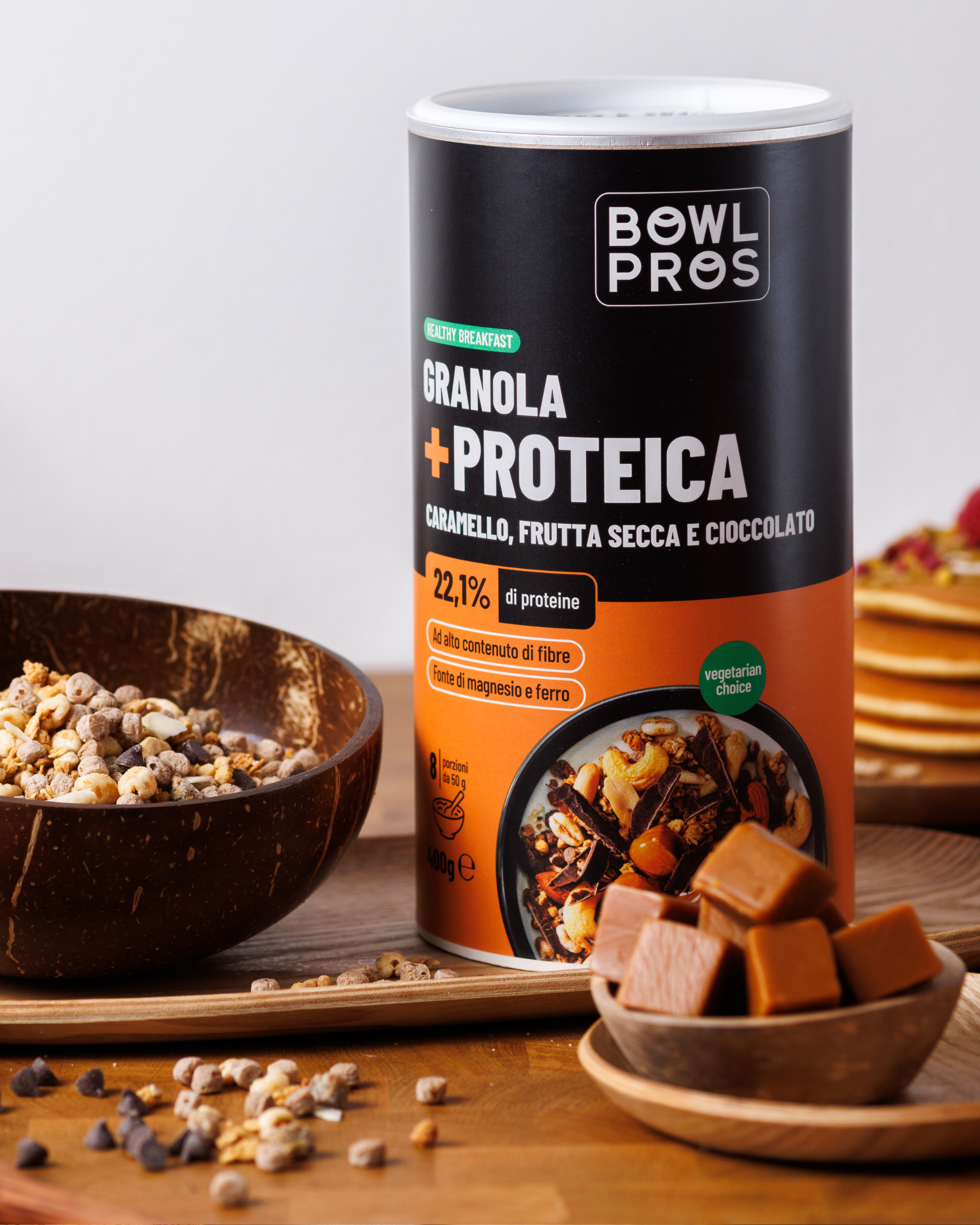 Protein Granola Caramello, Frutta secca & Cioccolato - Low Sugar