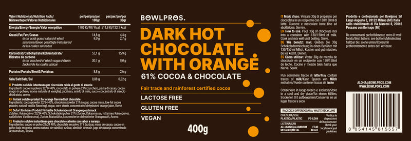 Etichetta e Valori Nutrizionali Cioccolata Calda all&