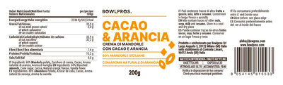 Etichetta e valori nutrizionali Crema Cacao e Arancia
