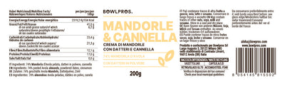 Valori nutrizionali Crema Mandorle d'Avola, Datteri e Cannella