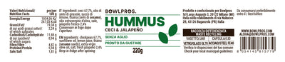 Ingredienti e valori nutrizionali hummus di ceci e peperoncini jalapenos