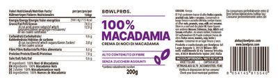 Etichetta e Valori Nutrizionali Crema di Noci Macadamia 100%