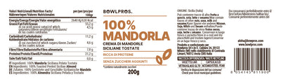 Etichetta e Valori nutrizionali Crema 100% Mandorle Siciliane tostate
