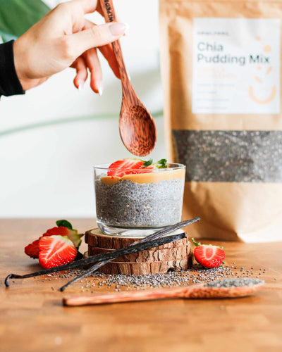 Sperimenta il nuovo Chia Pudding Mix al Cioccolato per una merenda senza precedenti.