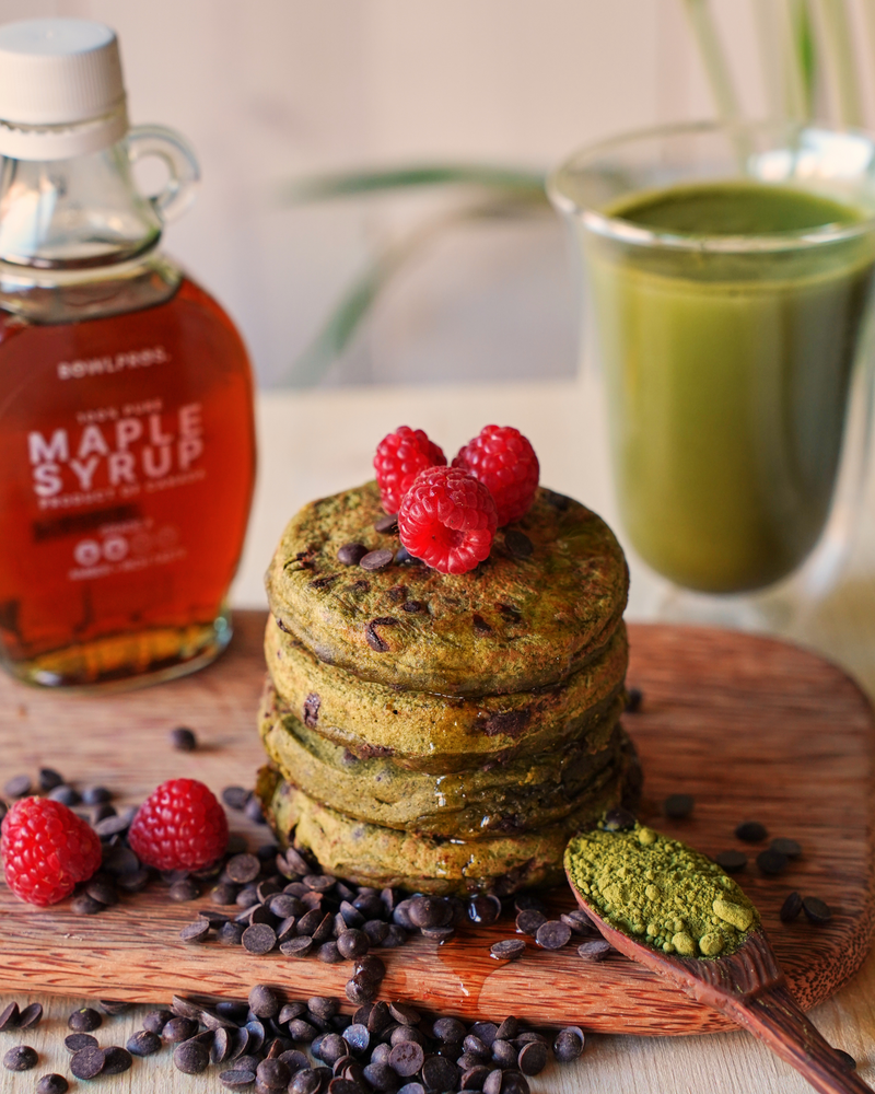 Pancake Classici Matcha e Cioccolato Fondente  da mangiare per merenda o per colazione